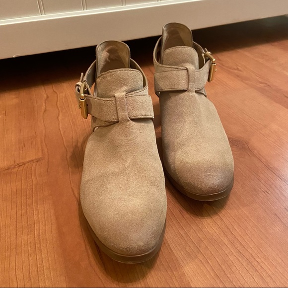 Michael Kors Suede Gold Buckle Booties - Picture 4 of 8